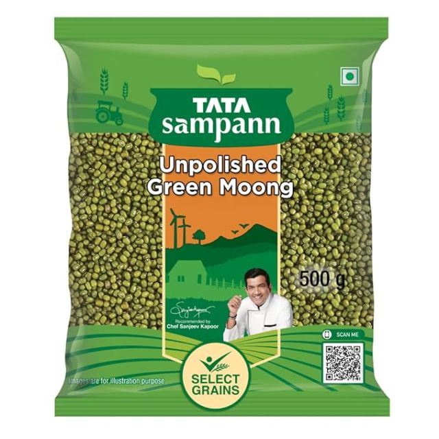 Tata Sampann Unpolished Green Moong (Whole), 500g